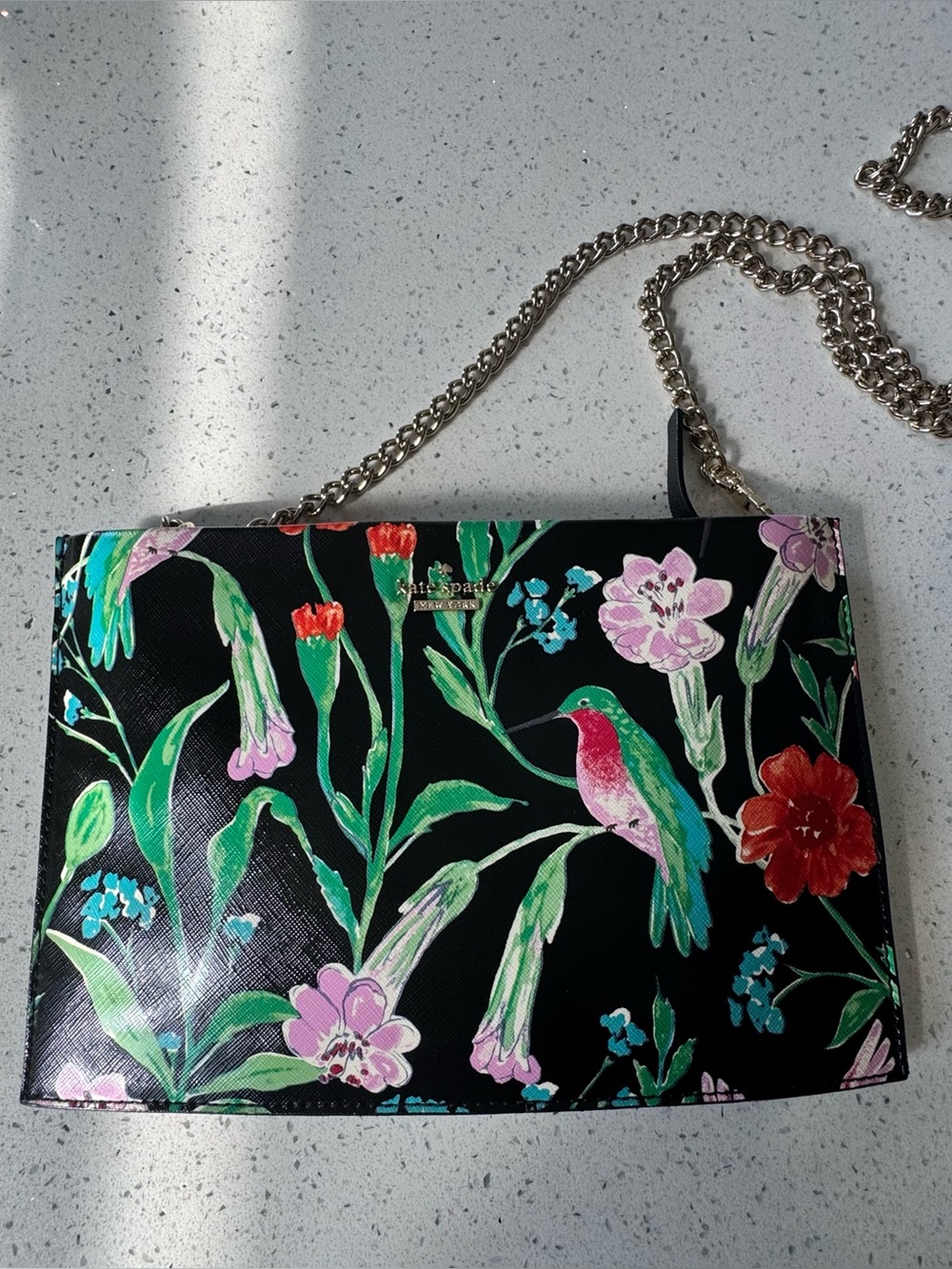 Kate Spade Jardin Bkack  Floral & Bird Crossbody Bag